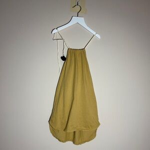 Malu KidOrganic Mustard Yellow Organic Sleeveless Dress with Tie Details - Boho